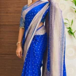Royal Blue Pure Khaddi Georgette Silk Banarasi Saree | Handwoven Luxury from Banaras