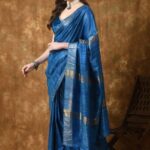 Premium Zari Tussar Ghicha Silk Saree – Double Tone Soft Silk with Contrast/Running Blouse & Silk Mark Certified