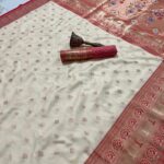 Pure Soft Gold Zari Kanjivaram Paithani Silk Saree with Contrast Minakari Border & Heavy Zari Pallu