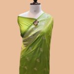 Green Pure Banarasi Katan Silk Saree with Roopa Sona Zari Floral Weaving and Handloom Border Design for Wedding and Festive Wear