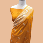 Yellow Pure Banarasi Katan Silk Saree with Roopa Sona Zari Floral Weaving and Handloom Border for Wedding and Festive Wear