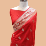 Regal Red Pure Banarasi Katan Silk Saree | Heavy Zari Woven Floral Buti & Border | Traditional Bridal & Wedding Saree